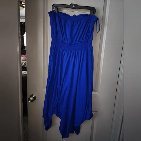 Chic Strapless Royal Blue Maxi Dress - Picture 2 of 3